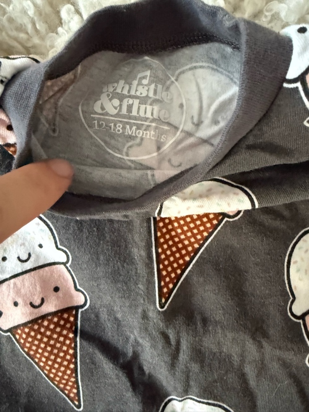 Whistle & Flute - Charcoal Grey Ice Cream Print Tee - Cute Double Scoop Graphic - Picture 3 of 5